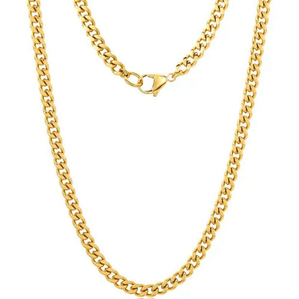 14K Gold Plated Sterling Vermeil 5mm Cuban Link Chain ADORNIA